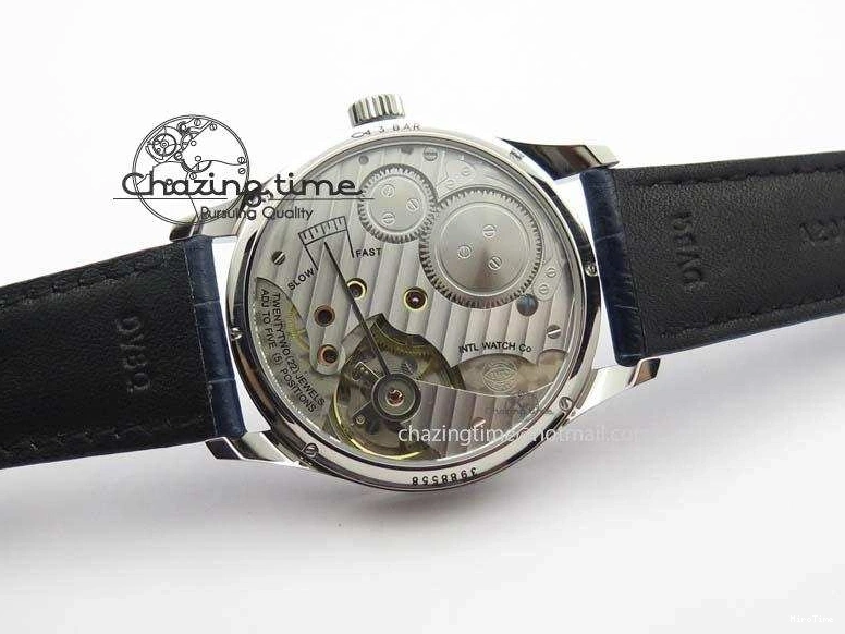 MIROTIME 0113 Portuguese IW5444 SS White Dial Blue Numbers On Blue Leather Strap A Modern 7258